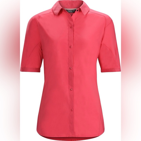 Arc’teryx Fernie Short Sleeve Nylon Snap Front Shirt in Pink Outdoors Hiking - Picture 1 of 16
